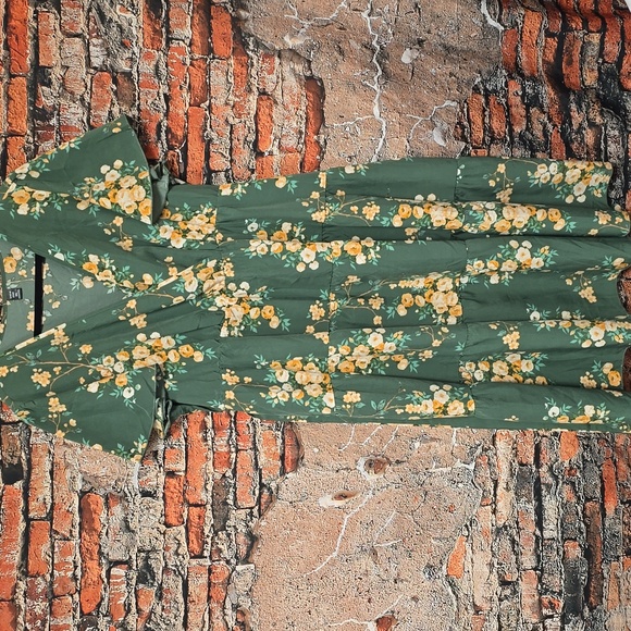 SHEIN Dresses & Skirts - Shein Green Flutter Sleeve V-Neck Midi Dress 3XL